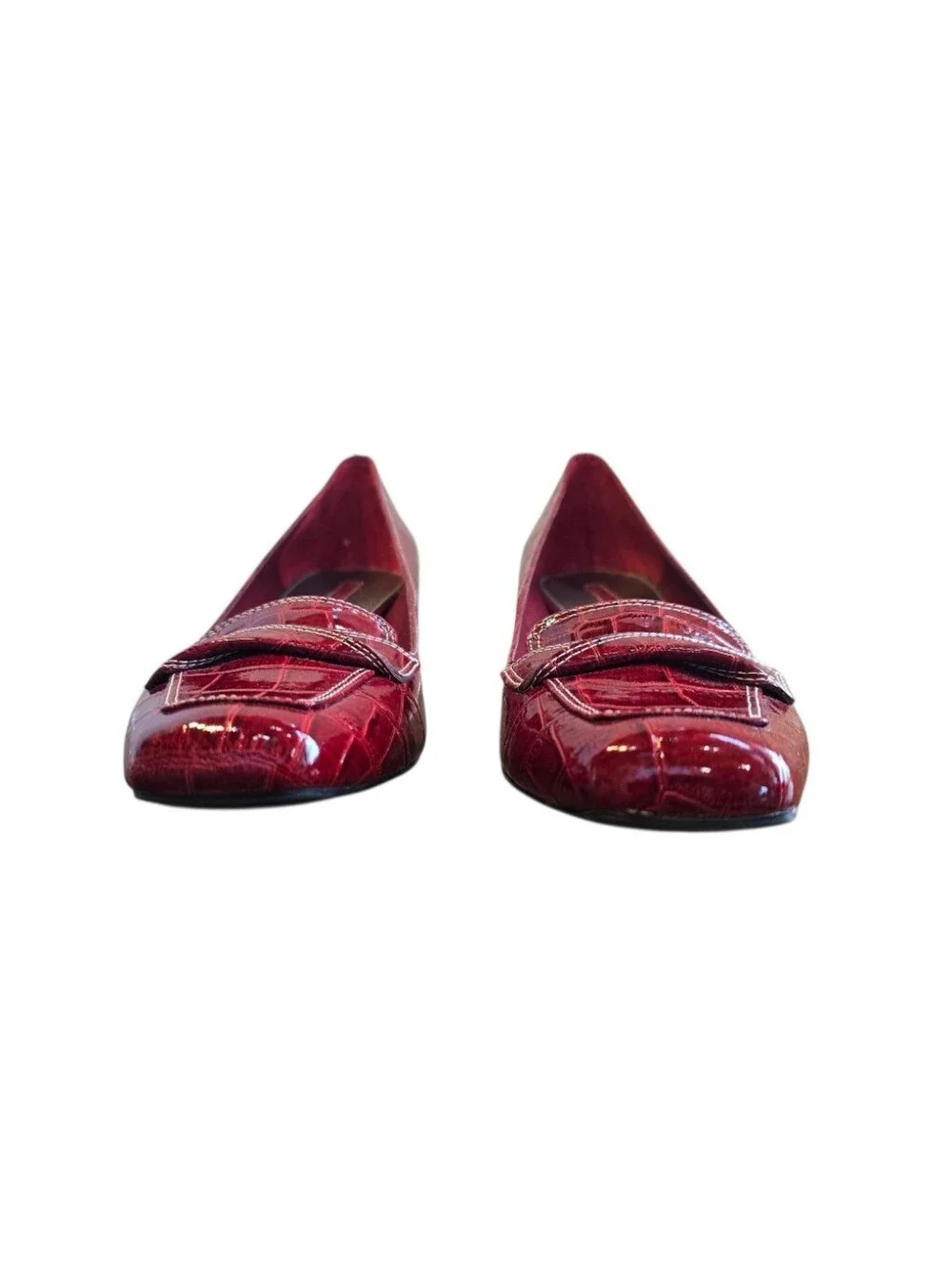 Bandolino Red Croc Embossed Patent Leather Kitten Heel Pumps 9.5